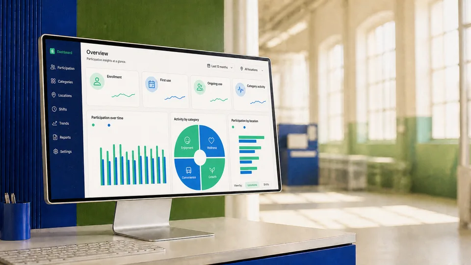 A modern monitor in a bright manufacturing workspace